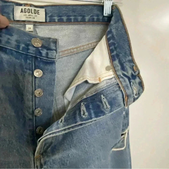AGOLDE distressed high rise straight  jeans - Picture 5 of 11